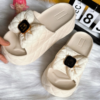 Dép nữ nơ chữ M đế cao 6cm , SAKI,  chất  eva độn đế gắn nơ, đi êm chân chọn chuẩn size