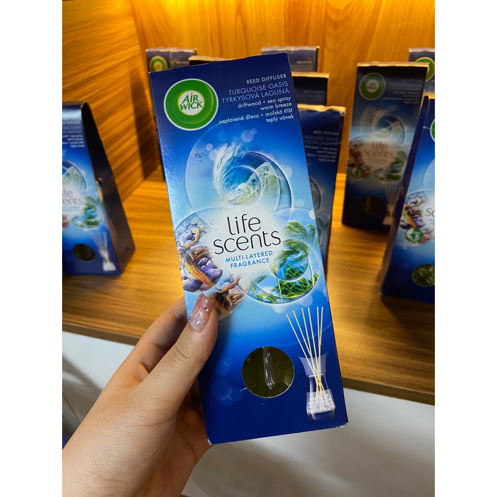 Bộ khuyếch tán Tinh dầu Que mây thiên nhiên AirWick30ml Nk Châu Âu, làm sạch không khí diệt vi khuẩn