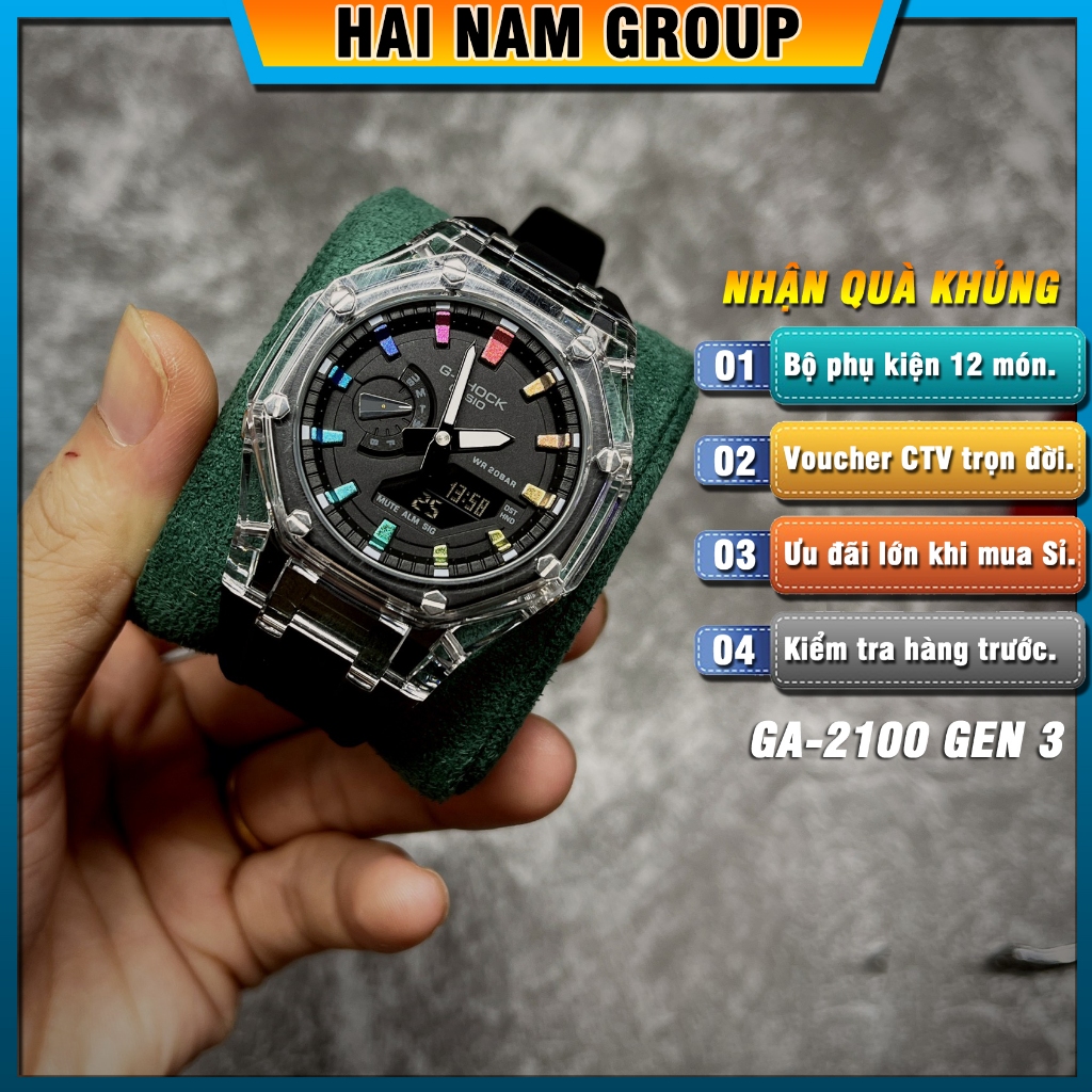 Đồng hồ thể thao nam G-Shock GA-2100-1A Custom Rainbow HNG305 Full phụ kiện