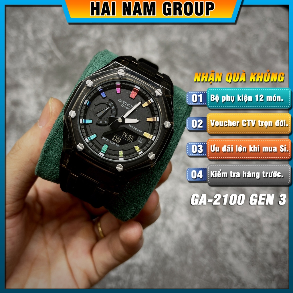 Đồng hồ thể thao nam G-Shock GA-2100-1A Custom Rainbow HNG309 Full phụ kiện