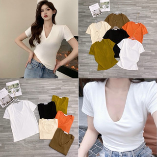 Áo thun cổ tim phom ôm