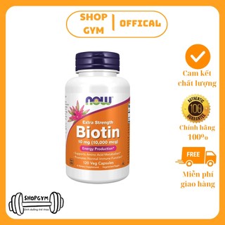 Viên uống hỗ trợ mọc tóc NOW Biotin, hỗ trợ đẹp da, móng, tóc - Shop Gym