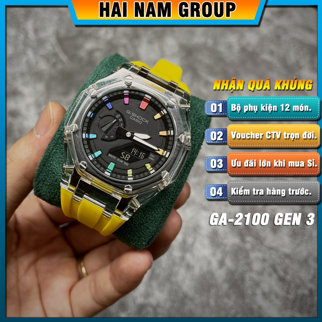 Đồng hồ thể thao nam G-Shock GA-2100-1A Custom Rainbow HNG3012 Full phụ kiện