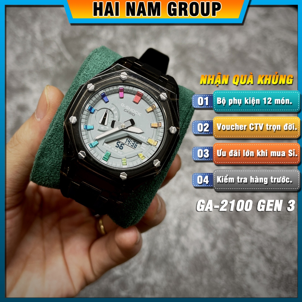 Đồng hồ thể thao nam G-Shock GA-2100-1A Custom Rainbow HNG3010 Full phụ kiện