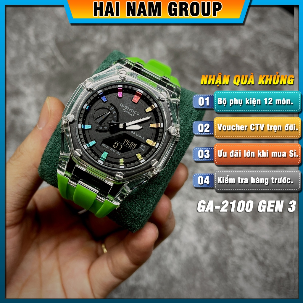 Đồng hồ thể thao nam G-Shock GA-2100-1A Custom Rainbow HNG3015 Full phụ kiện