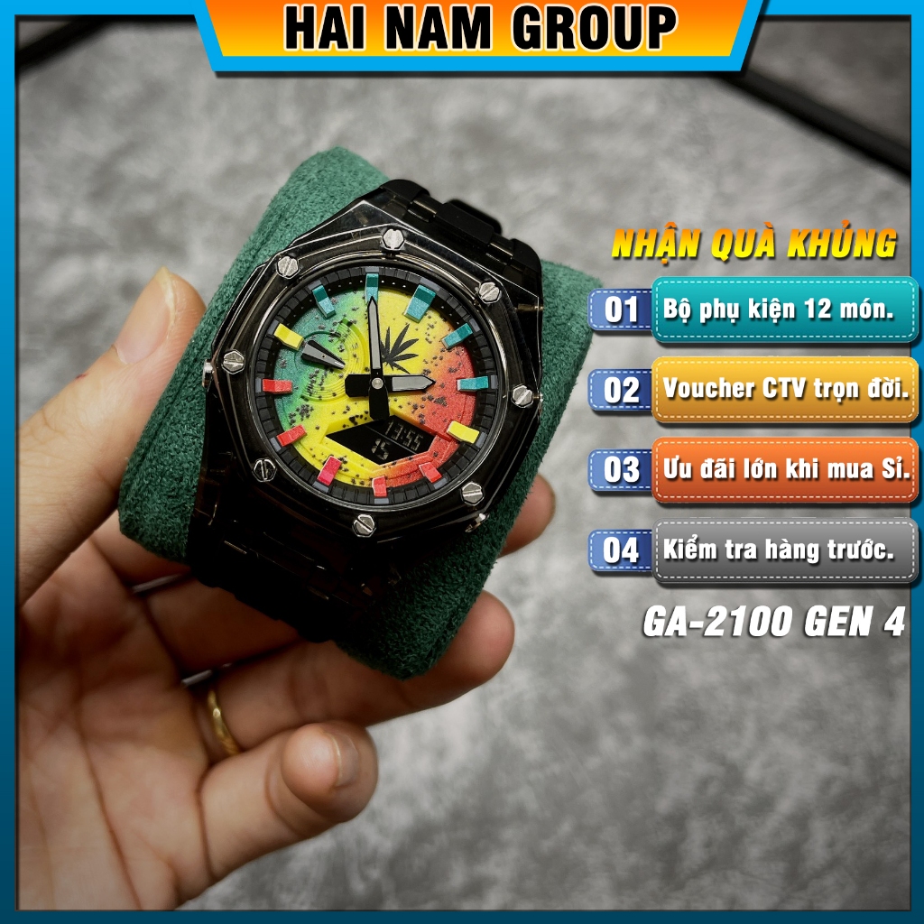 Đồng hồ thể thao nam G-Shock GA-2100-1A Custom Rainbow HNG4010 Full phụ kiện