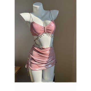 Bikini hồng 3 mảnh đính đá cực sang