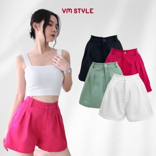 Quần short nữ VMSTYLE vải trơn ống rộng nhiều màu VM20 - QSU00015