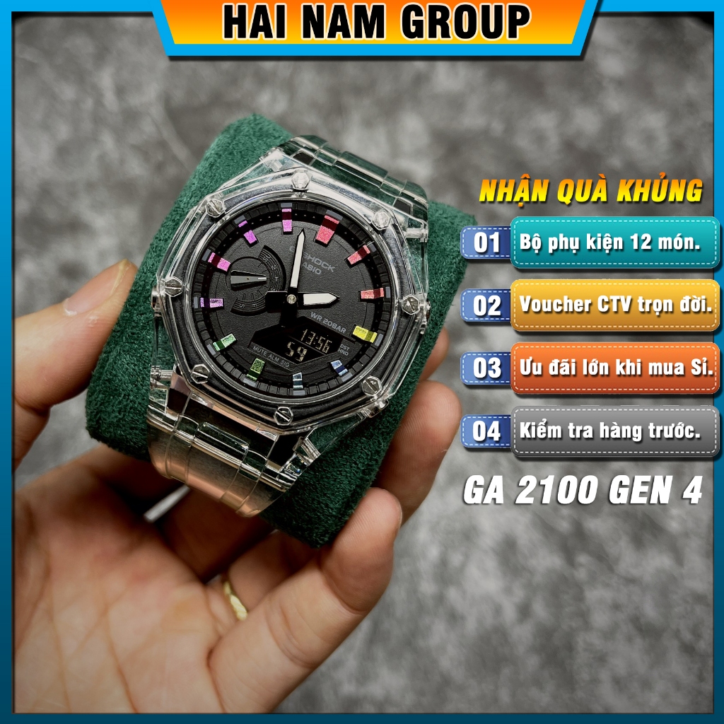 Đồng hồ thể thao nam G-Shock GA-2100-1A Custom Rainbow HNG4015 Full phụ kiện