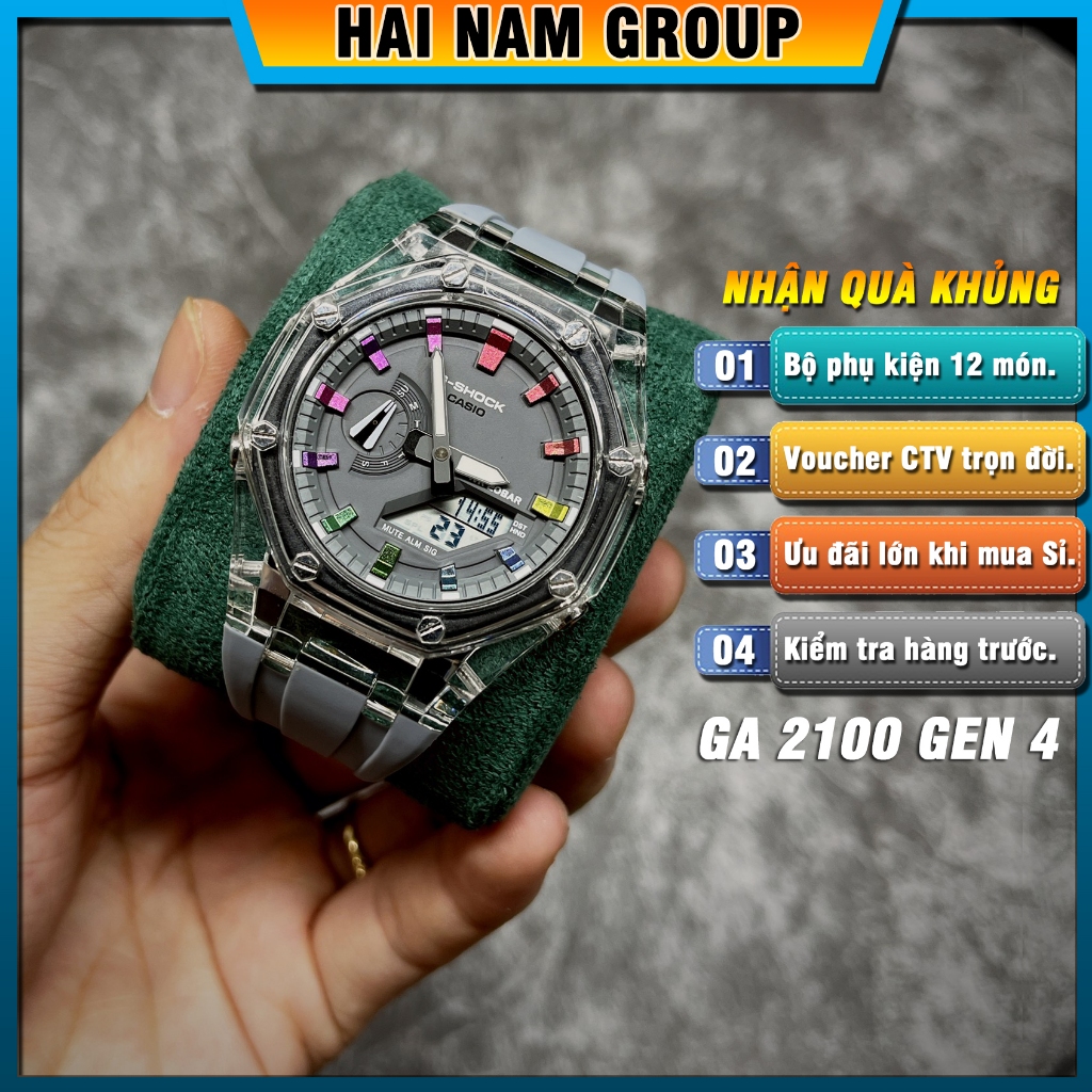 Đồng hồ thể thao nam G-Shock GA-2100-1A Custom Rainbow HNG4018 Full phụ kiện