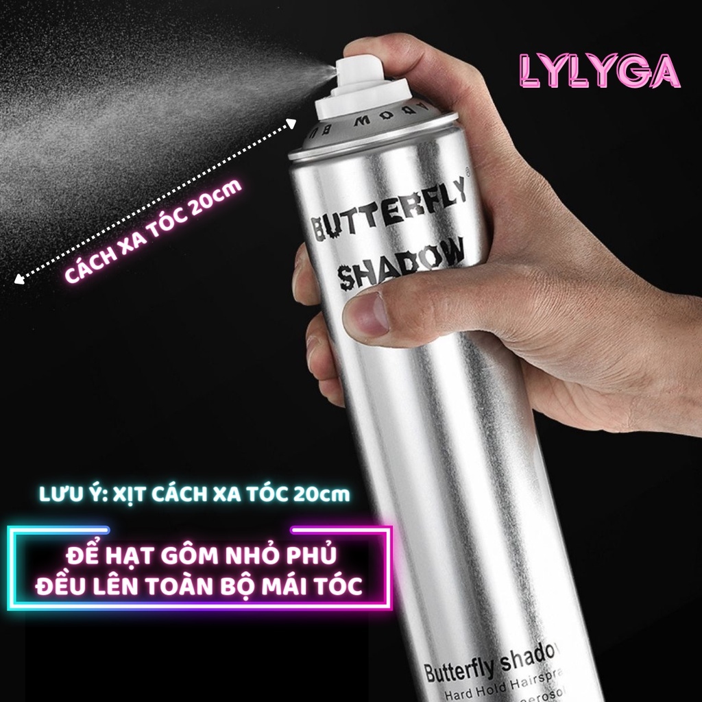 Gôm Xịt Tạo Kiểu Tóc Butterfly Shadow 150-320-600ml Giữ Nếp Tạo Kiểu Nam Nữ