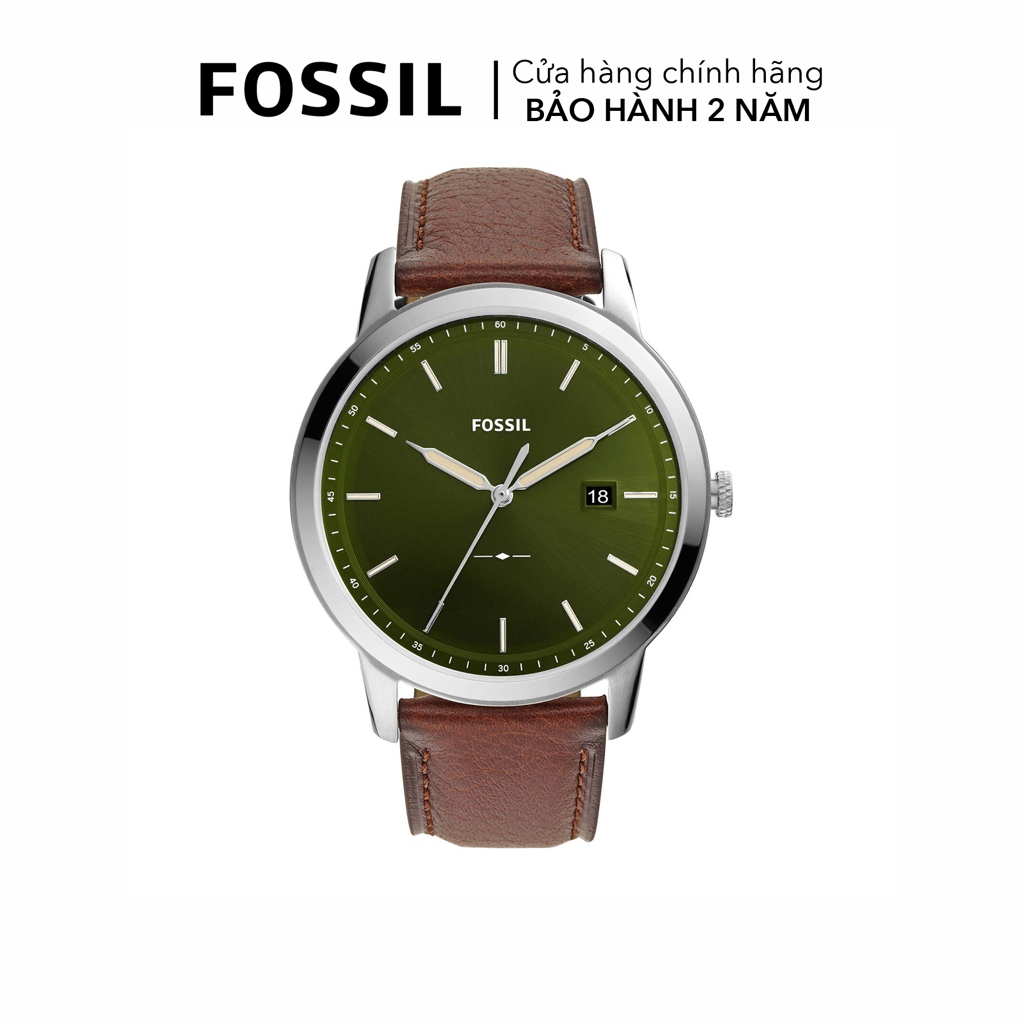 Đồng hồ nam Fossil The Minimalist Solar dây da, mặt 44 MM, màu nâu, FS5838