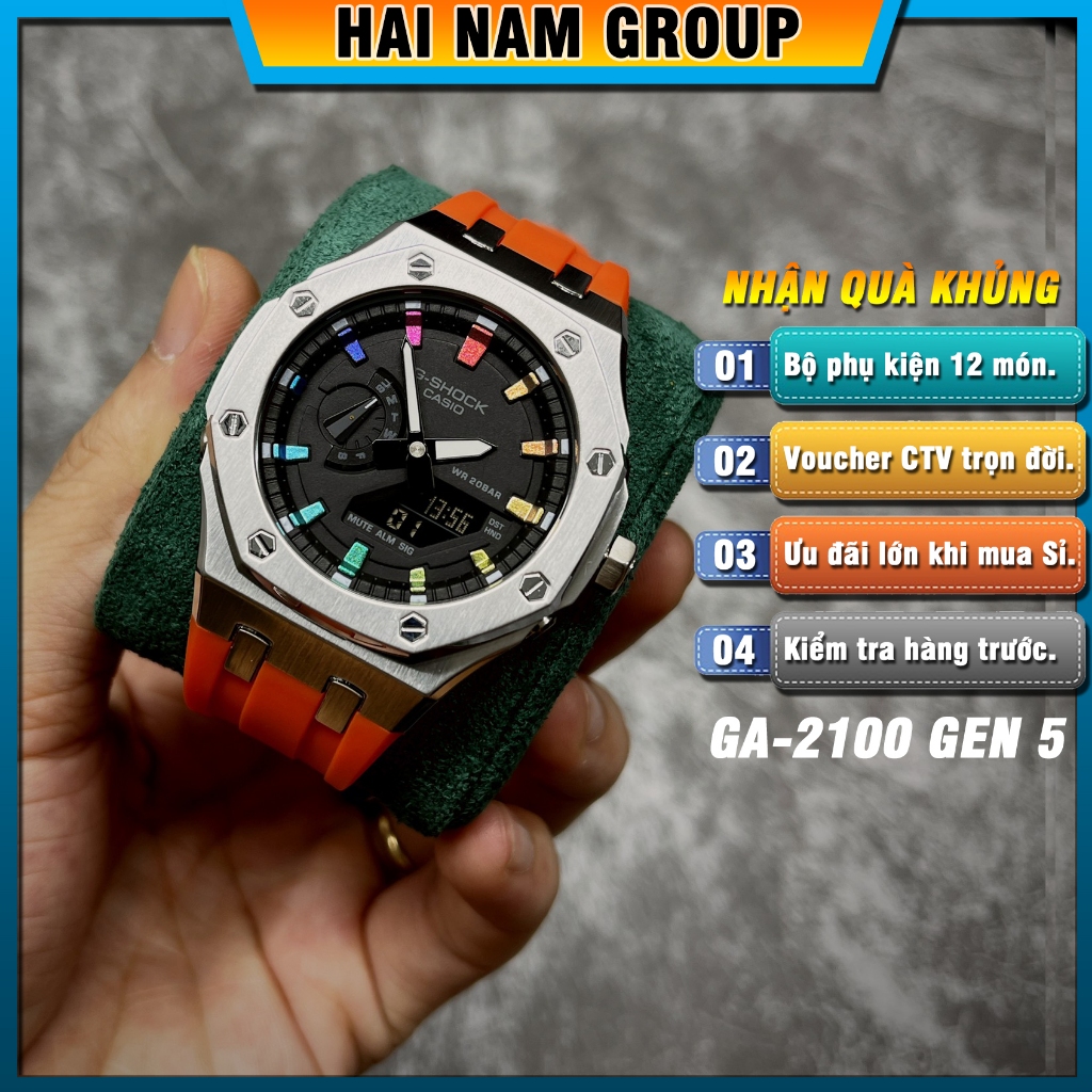 Đồng hồ thể thao nam G-Shock GA-2100-1A Custom Rainbow HNG504 Full phụ kiện