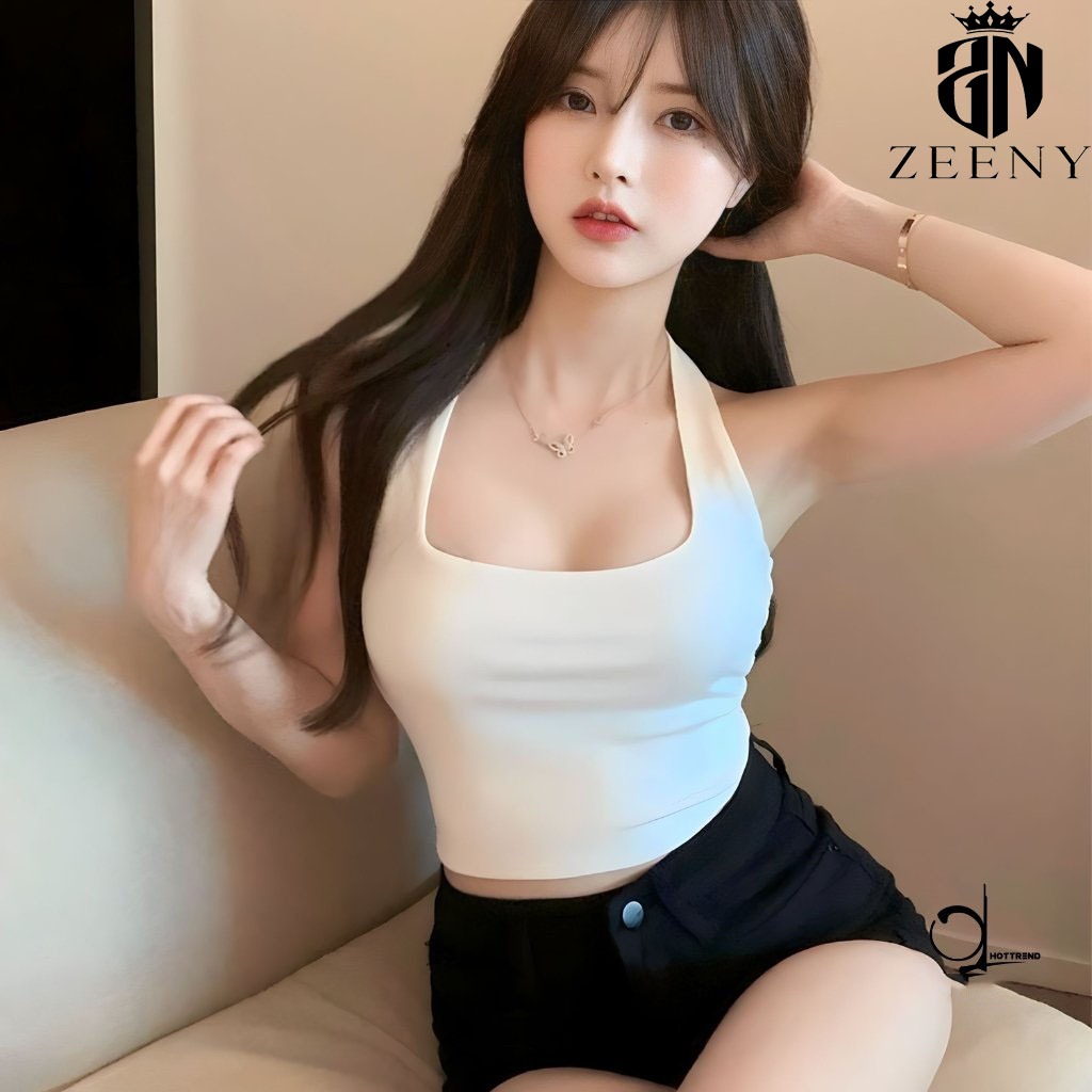 Áo Croptop Cổ Yếm Hở Lưng, Áo Ba Lỗ Nữ Ôm Body Dáng Ngắn Basic Năng Động