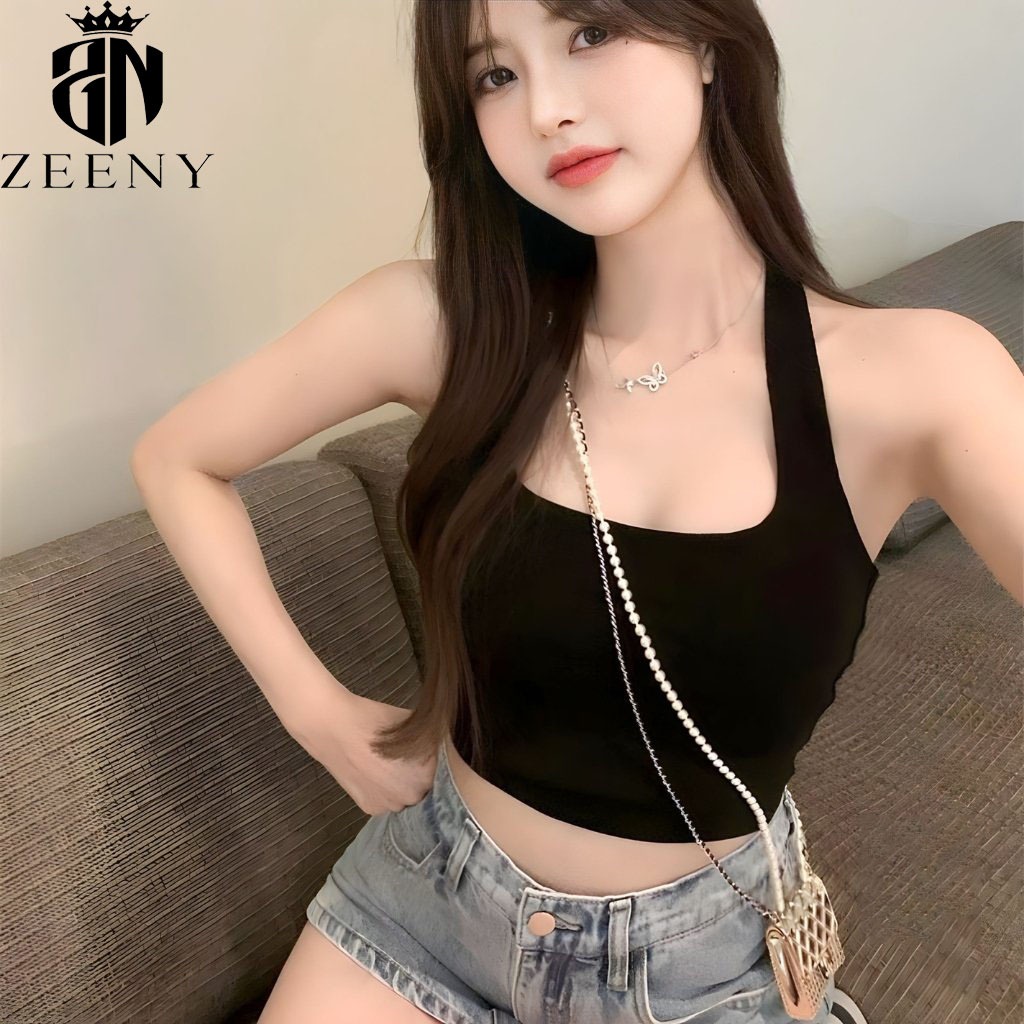 Áo Croptop Cổ Yếm Hở Lưng, Áo Ba Lỗ Nữ Ôm Body Dáng Ngắn Basic Năng Động | BigBuy360 - bigbuy360.vn