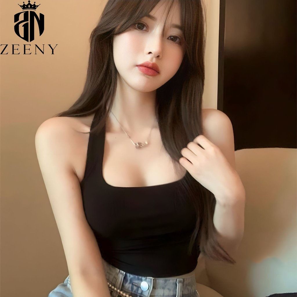 Áo Croptop Cổ Yếm Hở Lưng, Áo Ba Lỗ Nữ Ôm Body Dáng Ngắn Basic Năng Động | BigBuy360 - bigbuy360.vn