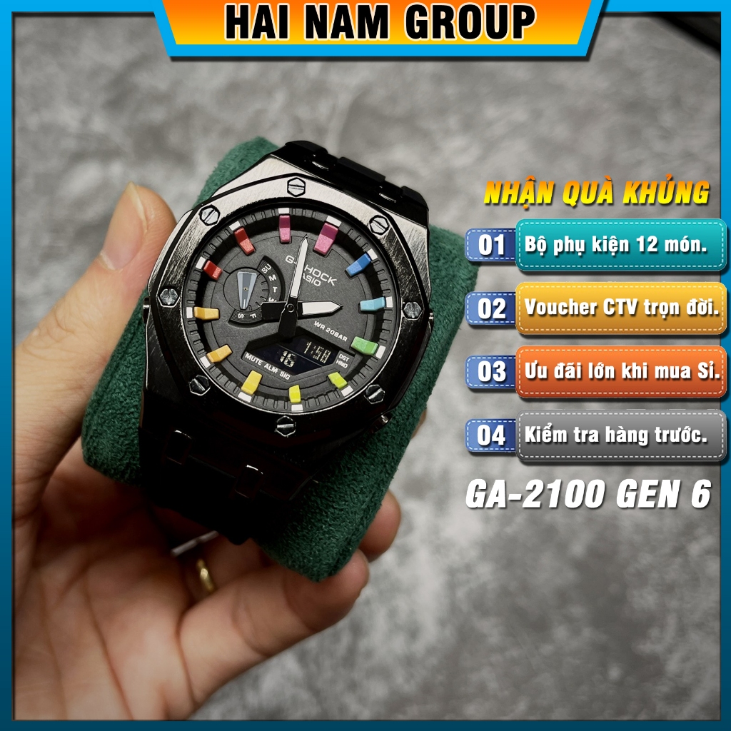 Đồng hồ thể thao nam G-Shock GA-2100-1A Custom Rainbow HNG604 Full phụ kiện