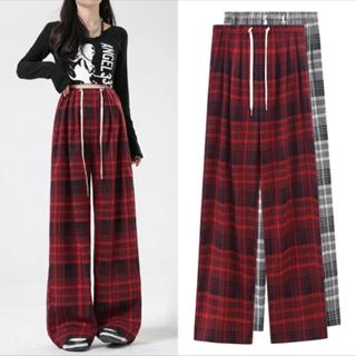 Quần Bầu ống rộng kẻ Caro , Quần bầu cạp chun dây rút thắt eo dáng suông dài ( Quần Caro )