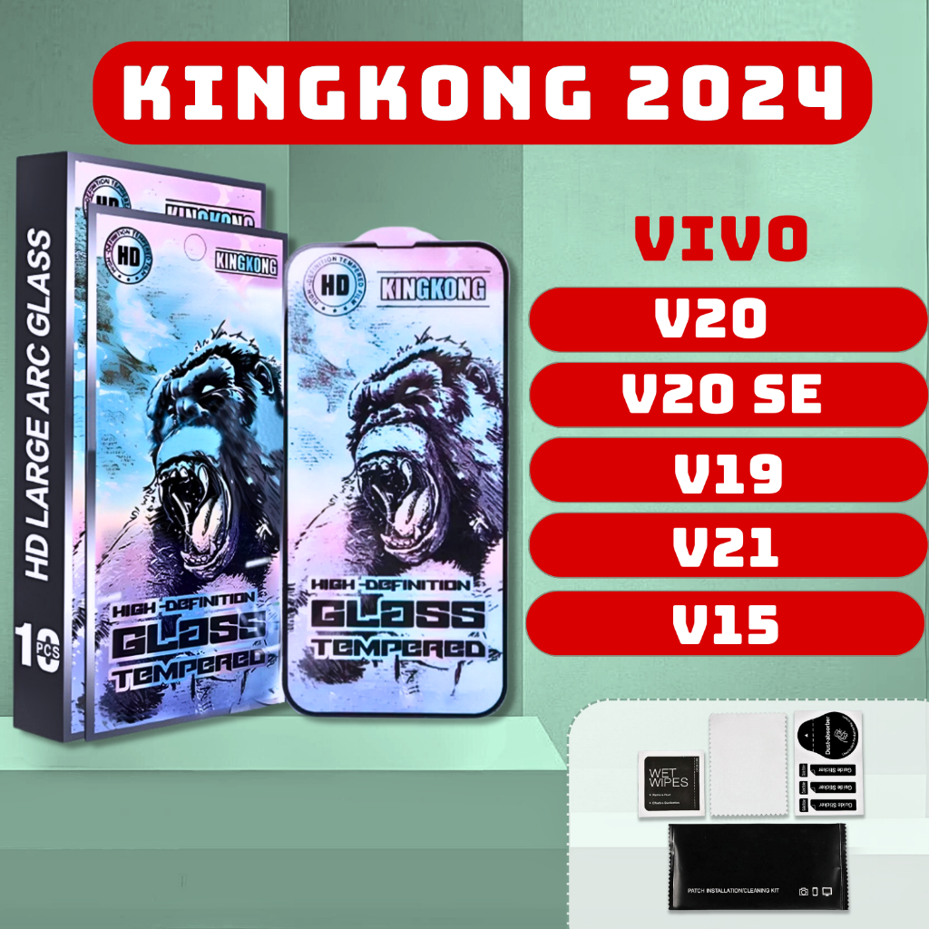 Kính cường lực  Vivo V20, V20SE, V19, V21, V15 kingkong xanh | Miếng dán bảo vệ màn hình Vi vo | julyca