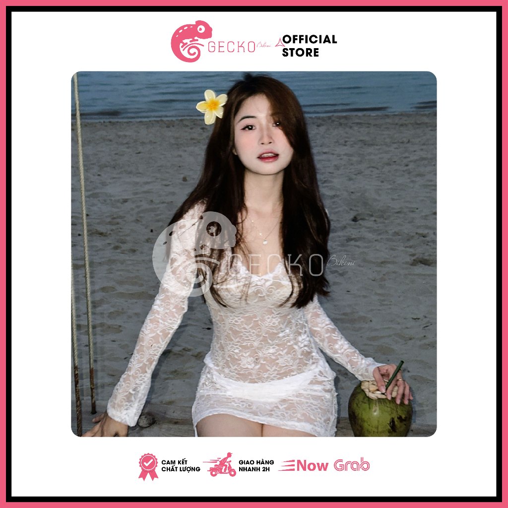 [HCM] Áo Lưới Ren Hoạ Tiết Hoa GECKO Xuyên Thấu Mặc Kèm Bikini 3PK24-A (Ảnh Thật) | BigBuy360 - bigbuy360.vn