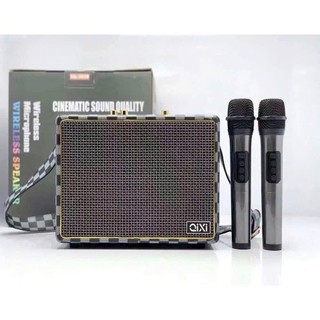 Loa hát karaoke, loa bluetooth qixi sk-2039 âm thanh siêu hay, kèm 2 mic không dây bảo hành lỗi 1 đổi 1