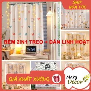Rèm cửa sổ 2in1 TREO/ DÁN TƯỜNG chống nắng 2 lớp treo tường trang trí decor phòng Mary Decor K2