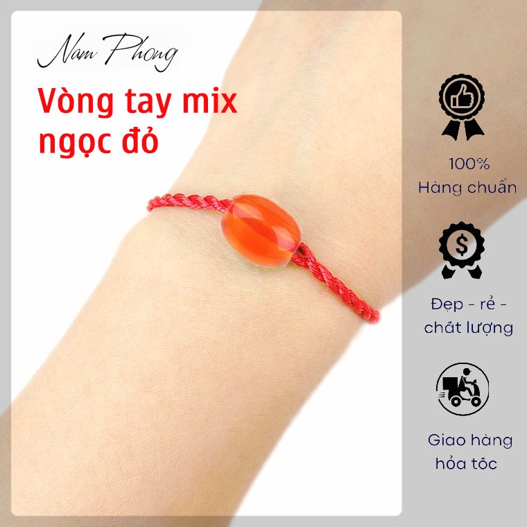 Vòng tay chỉ đỏ mix ngọc đỏ