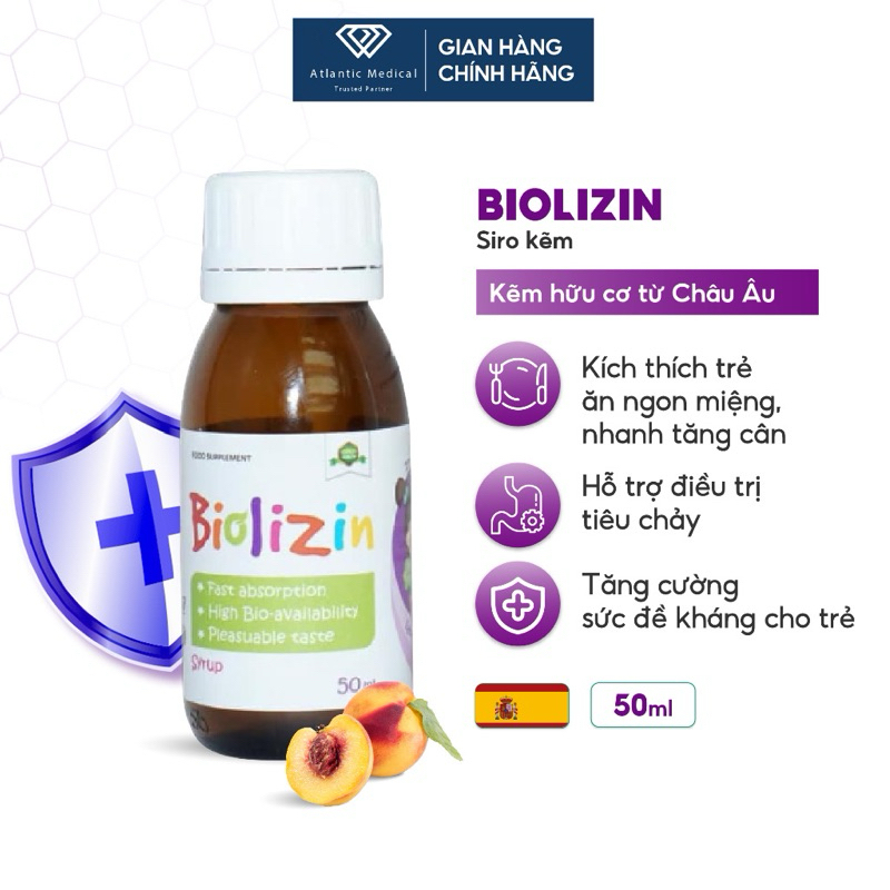 Biolizin Kẽm Hữu Cơ Lysine B6 Giúp Bé Ăn Ngon Tăng Đề Kháng Bổ Sung Kẽm Chai 50ml