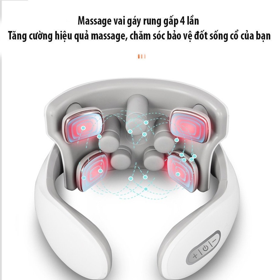 Máy massage cổ vai gáy JT88, J66 chườm ấm hồng ngoại 5 chế độ 6 đầu rung giúp giảm đau, thư giãn thoải mái QA HAPPY LIFE