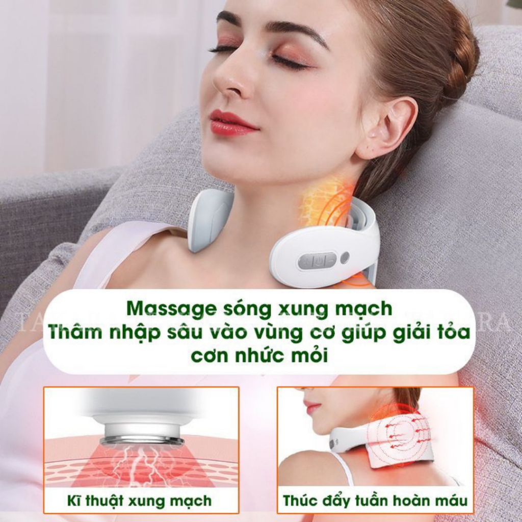 Máy massage cổ vai gáy JT88, J66 chườm ấm hồng ngoại 5 chế độ 6 đầu rung giúp giảm đau, thư giãn thoải mái QA HAPPY LIFE