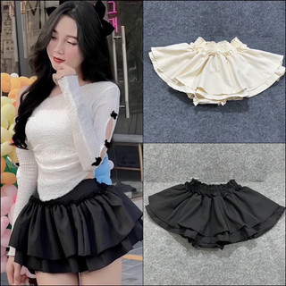 CHÂN VÁY PHỐI BÈO DÁNG NGẮN 2 TẦNG SIÊU XOÈ QUẦN BÍ TRONG DỄ THƯƠNG