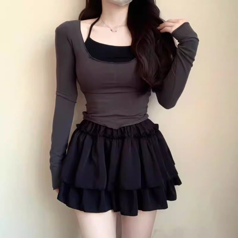 CHÂN VÁY PHỐI BÈO DÁNG NGẮN 2 TẦNG SIÊU XOÈ QUẦN BÍ TRONG DỄ THƯƠNG | BigBuy360 - bigbuy360.vn