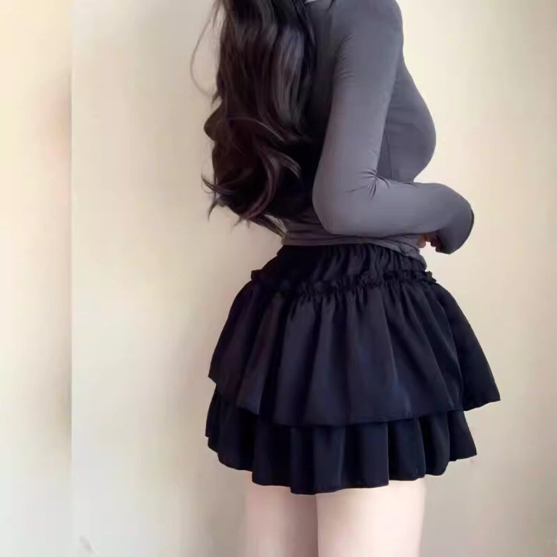 CHÂN VÁY PHỐI BÈO DÁNG NGẮN 2 TẦNG SIÊU XOÈ QUẦN BÍ TRONG DỄ THƯƠNG | BigBuy360 - bigbuy360.vn