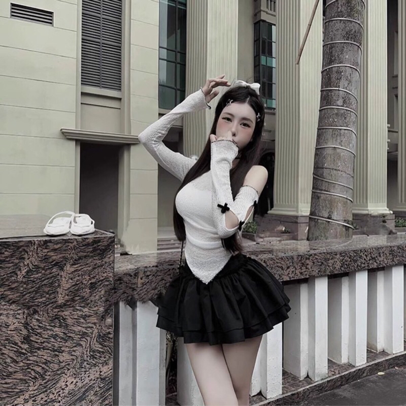 CHÂN VÁY PHỐI BÈO DÁNG NGẮN 2 TẦNG SIÊU XOÈ QUẦN BÍ TRONG DỄ THƯƠNG | BigBuy360 - bigbuy360.vn