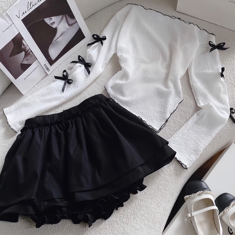 CHÂN VÁY PHỐI BÈO DÁNG NGẮN 2 TẦNG SIÊU XOÈ QUẦN BÍ TRONG DỄ THƯƠNG | BigBuy360 - bigbuy360.vn