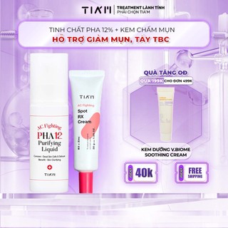 Bộ Đôi Giảm Mụn, Mờ Thâm Tinh Chất PHA 80ml, Kem Chấm Mụn Tia'm AC Fighting Cream 30ml