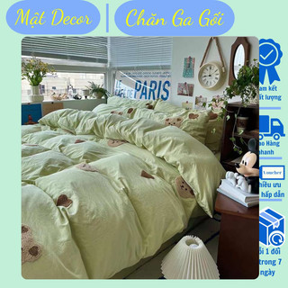 Đũi || set chăn ga gối 4 món nhập khẩu đũi gấu bear thêu full size