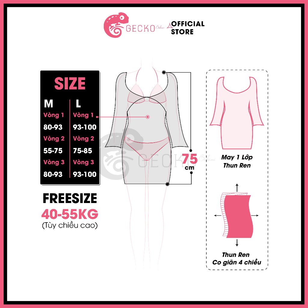 [HCM] Áo Lưới Ren Hoạ Tiết Hoa GECKO Xuyên Thấu Mặc Kèm Bikini 3PK24-A (Ảnh Thật) | BigBuy360 - bigbuy360.vn