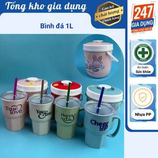 Bình đá 1l, bình giữ nhiệt 1l tân lập thành, ly đá có ống hút