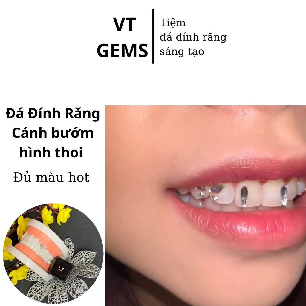 Đá đính răng cánh bướm hình thoi (Tặng kèm keo bút khi mua bộ đá)