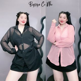 Áo sơ mi voan Bigsize nữ khoác ngoài tay dài mỏng nhẹ mặc mùa hè dễ phối đồ màu sắc basic - SM VOAN
