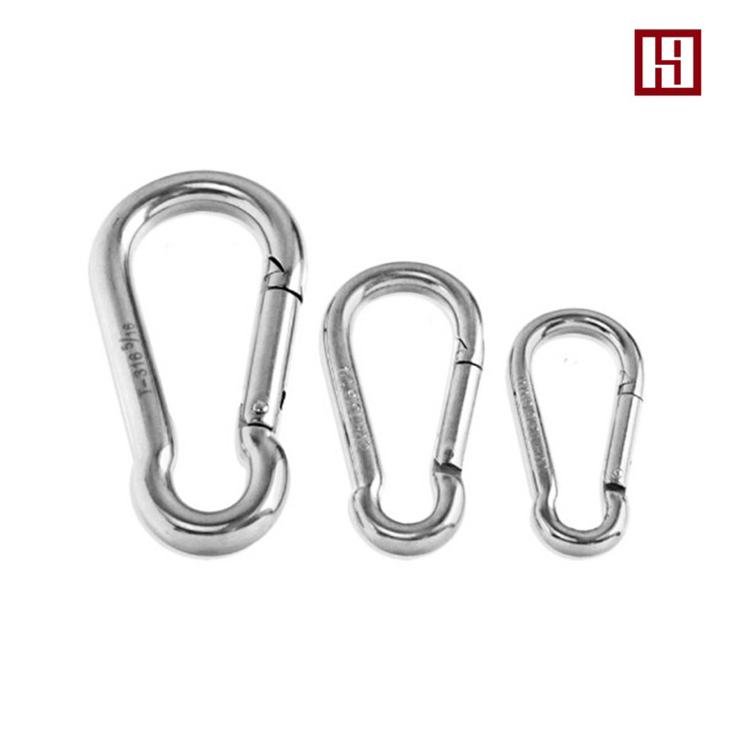 Móc an toàn, móc khoá gài, móc carabiner Inox, size 4mm, 5mm, 6mm, 8mm, 10mm