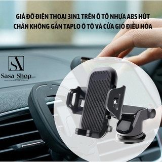 Giá đỡ điện thoại 3in1 trên ô tô nhựa ABS hút chân không gắn taplo ô tô và cửa gió điều hòa