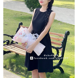 She9999 D290 - ĐẦM ĐEN DÀY DẶN FORM BASIC KÈM 2 TÚI