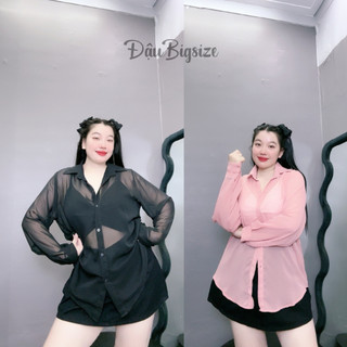 Áo sơ mi bigsize voan dài tay khoác ngoài đi biển,áo khoác ngoài phom rộng mỏng đi du lịch mã sm voan