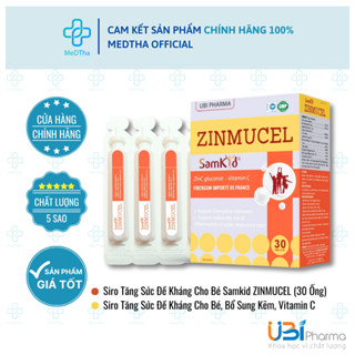  Siro Tăng Sức Đề Kháng Cho Bé Samkid ZINMUCEL - Bổ Sung Kẽm Vitamin C Giảm Mệt Mỏi 30 Ống  