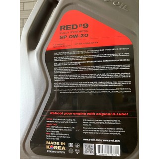 NHỚT S.OIL RED#9 API SN 0W20- 4L