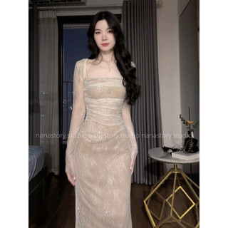 Set đầm body ren kèm áo ren ôm body quyến rũ