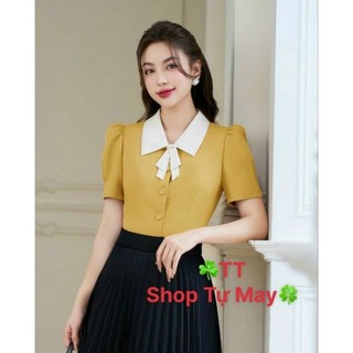 Áo kiểu nữ công sở tay ngắn đơn giản thanh lịch