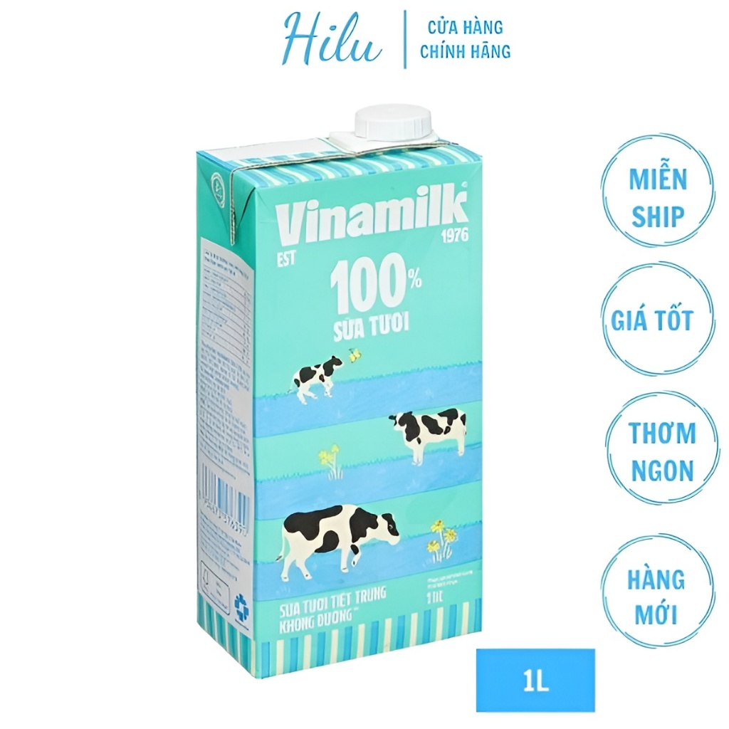 Sữa tươi 100% Vinamilk  không đường 1L